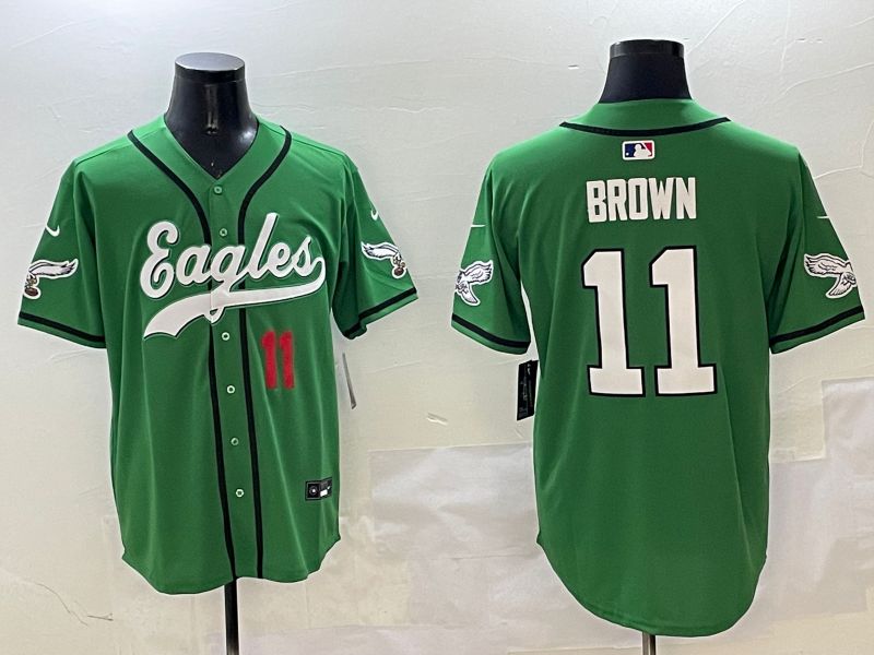 Men Philadelphia Eagles #11 Brown Green three generations Jointly Name 2025 Nike Limited NFL Jersey style 8->philadelphia eagles->NFL Jersey